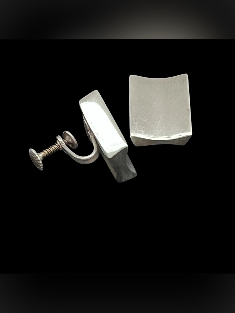 Los Castillo Taxco Sterling Silver Vintage Concave Screwback Earrings Mexico